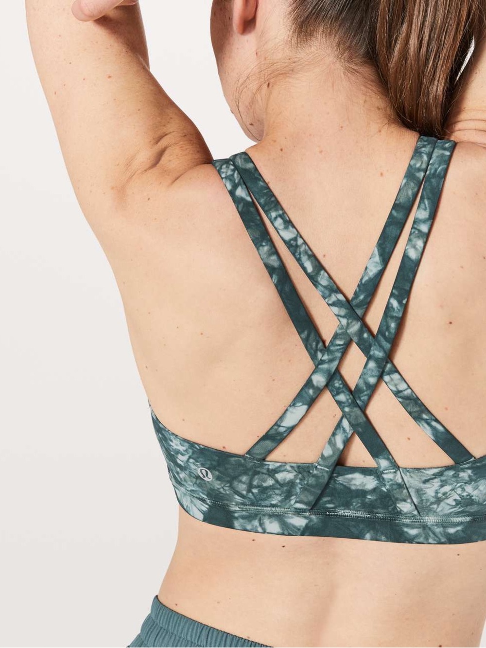 Lululemon Energy Strappy Bra in Dual Shibori Misty Moss Sea Steel size 6